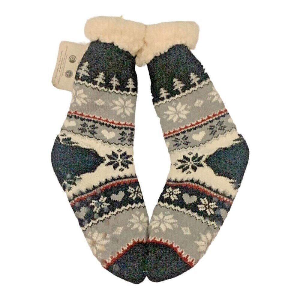 Peace Cabin Faux Fur Slipper Socks Womens Size 6-10 Soft Lined Non Slip Soles